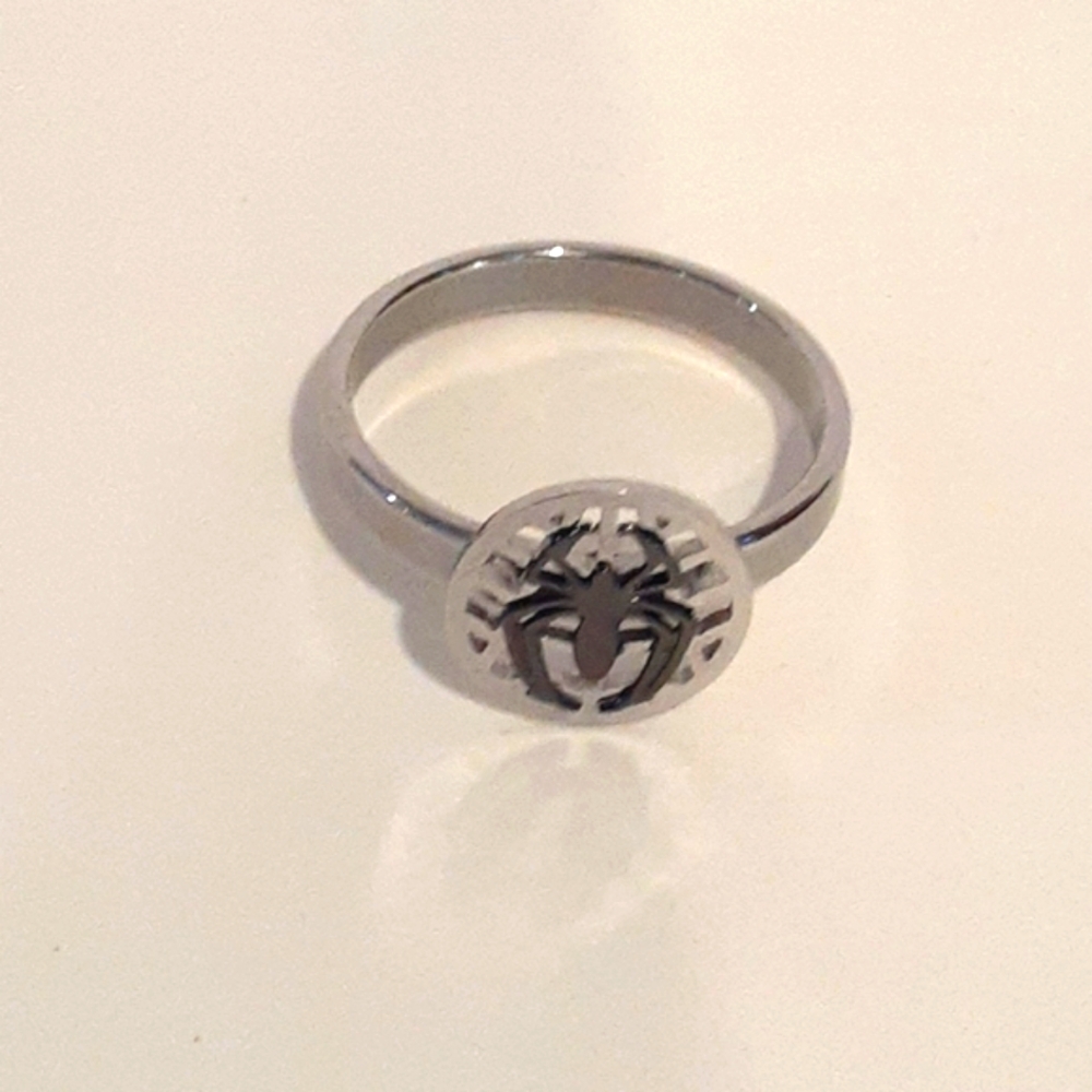 Marvel Comics Spider-Man Cobweb Spider Logo Steel Ring New NOS Box Size 9